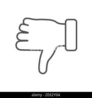 Unlike Geste dünne Linie Symbol, Gesten Konzept, Daumen nach unten Finger Zeichen auf weißem Hintergrund, im Gegensatz zu Geste Symbol in Umriss Stil für mobile Konzept Stock Vektor