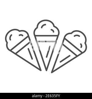 Drei Eis dünne Linie Symbol, Sommer-Konzept, Satz von Eis-Kegel Zeichen auf weißem Hintergrund, Eis-Symbol in skizzieren Stil für mobile Konzept Stock Vektor