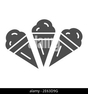 Drei Eiscremes solide Ikone, Sommer-Konzept, Satz von Eiszapfen Zeichen auf weißem Hintergrund, Eis-Symbol in Glyph-Stil für mobile Konzept und Web Stock Vektor