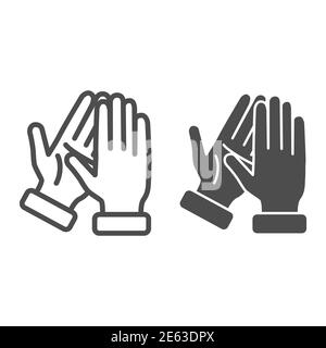 Applaus Linie und solide Symbol, Gesten Konzept, bravo Zeichen auf weißem Hintergrund, Hände klatschen Symbol in Umriss-Stil für mobile Konzept und Web Stock Vektor