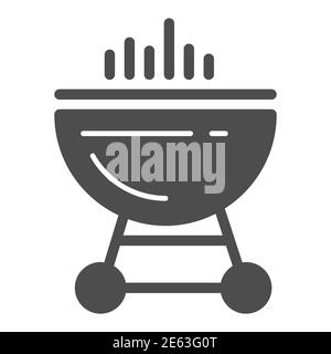 BBQ Grill solide Ikone, Sommer-Konzept, Grill-Schild auf weißem Hintergrund, Grill-Symbol in Glyph-Stil für mobile Konzept und Web-Design. Vektorgrafiken. Stock Vektor