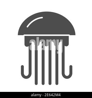 Quallen solide Ikone, Ozean-Konzept, Marine Tier Zeichen auf weißem Hintergrund, Jellyfish Symbol in Glyph-Stil für mobile Konzept und Web-Design. Vektor Stock Vektor