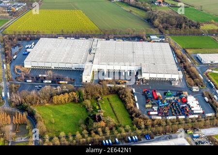 Luftaufnahme südlicher Anbau Industriepark Rhynern in Hamm, Ruhrgebiet, Nordrhein-Westfalen, Deutschland, DE, Europa, Handelsunternehmen, Stockfoto