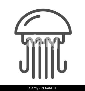 Jellyfish Linie Symbol, Ozean-Konzept, Marine Tier Zeichen auf weißem Hintergrund, Jellyfish Symbol in Outline-Stil für mobile Konzept und Web-Design. Vektor Stock Vektor