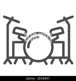 Drums Line Icon, Musikfestival Konzept, Drum Set Zeichen auf weißem Hintergrund, Drum Kit Icon in Outline-Stil für mobile Konzept und Web-Design. Vektor Stock Vektor