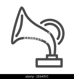 Gramophone Linie Symbol, Musikfestival Konzept, Music Award Zeichen auf weißem Hintergrund, antike Grammophon Symbol in Outline-Stil für mobile Konzept und Stock Vektor