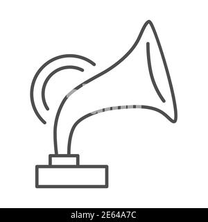 Gramophone dünne Linie Symbol, Musikfestival Konzept, Music Award Zeichen auf weißem Hintergrund, antike Grammophon Symbol in skizzieren Stil für mobile Konzept Stock Vektor