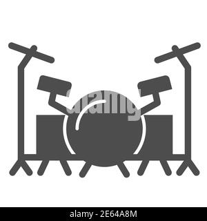 Drums solide Ikone, Musikfestival Konzept, Drum Set Zeichen auf weißem Hintergrund, Drum Kit Symbol in Glyph Stil für mobile Konzept und Web-Design. Vektor Stock Vektor