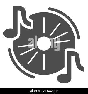 Audio-Disc solide Symbol, Musik-Festival-Konzept, CD und Noten Zeichen auf weißem Hintergrund, Musical-Symbol in Glyph-Stil für mobile Konzept und Web Stock Vektor