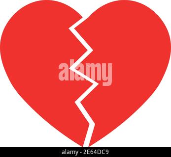 Symbol für rotes gebrochenes Herz. Einfache flache Vektordarstellung. Stock Vektor
