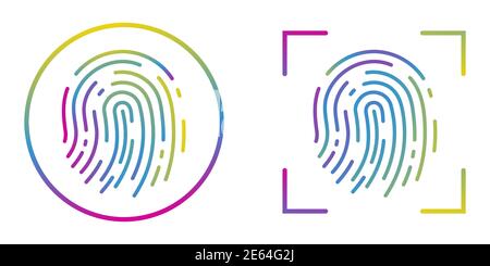 Konzept der Fingerabdruckerkennung. Fingerabdruck-Symbole eingestellt. Symbol für abstrakten Fingerabdruck. Vektorgrafik Stock Vektor