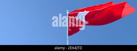 3D-Darstellung der einwinkenden Nationalflagge der Schweiz Der Wind Stockfoto