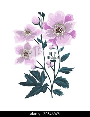 Rosa blühende Abstraktion für Postkarten. Blumenstrauß. Vektorgrafik Stock Vektor