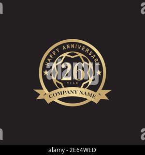 26. Jahr Jubiläum Emblem Logo Design Vektor Vorlage Stock Vektor