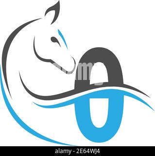 Nummer Null Symbol Logo mit Pferd Illustration Design-Vektor Stock Vektor