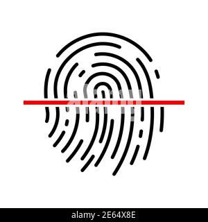 Konzept der Fingerabdruckerkennung. Fingerabdruck-Symbol. Symbol für schwarzen Fingerabdruck. Vektorgrafik Stock Vektor
