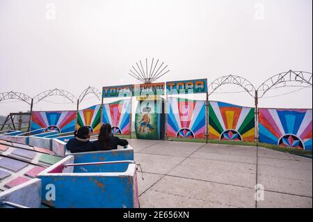 Tehatta, Indien. Januar 2021. Aufgrund des Coronavirus ist die Anzahl der Menschen in einer berühmten Dorfmesse namens Chinnomostar Mela im Vergleich zu anderen Jahren sehr gering. Dieses Foto wurde in Tehatta, Nadia, Westbengalen aufgenommen. (Foto von Soumyabrata Roy/Pacific Press) Quelle: Pacific Press Media Production Corp./Alamy Live News Stockfoto