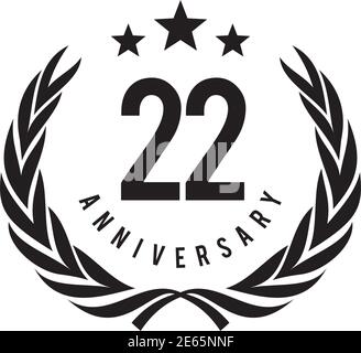 22. Jahrestag Logo Design Vektor Vorlage Stock Vektor