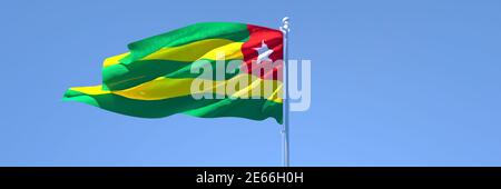 3D-Darstellung der einwinkenden Nationalflagge Togos Der Wind Stockfoto