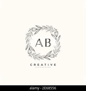 Ab Beauty Vektor Initial Logo, Handschrift Logo der ersten Unterschrift, Hochzeit, Mode, Schmuck, Boutique, Blumen und botanische mit kreativen Vorlage Stock Vektor