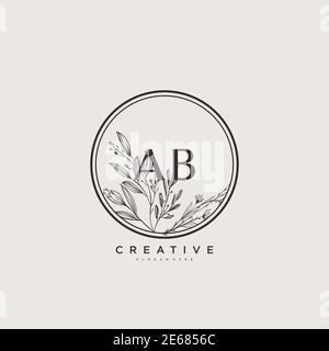Ab Beauty Vektor Initial Logo, Handschrift Logo der ersten Unterschrift, Hochzeit, Mode, Schmuck, Boutique, Blumen und botanische mit kreativen Vorlage Stock Vektor