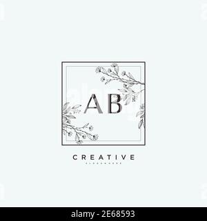 Ab Beauty Vektor Initial Logo, Handschrift Logo der ersten Unterschrift, Hochzeit, Mode, Schmuck, Boutique, Blumen und botanische mit kreativen Vorlage Stock Vektor