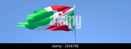 3D-Darstellung der einwinkenden Nationalflagge Burundis Der Wind Stockfoto