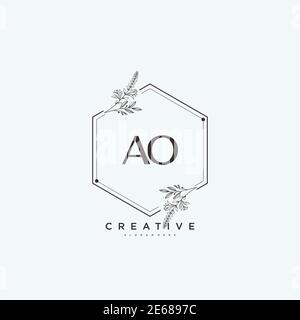 AO Beauty Vektor anfängliche Logo Art, Handschrift Logo der ursprünglichen Signatur, Hochzeit, Mode, Schmuck, Boutique, Blumen und botanische mit kreativen temp Stock Vektor