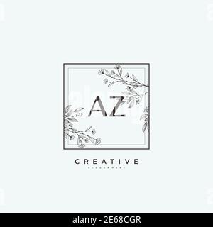 AZ Beauty Vektor Initial Logo Art, Handschrift Logo der ersten Unterschrift, Hochzeit, Mode, Schmuck, Boutique, Blumen und botanische mit kreativen temp Stock Vektor
