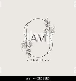 AM Beauty Vektor anfängliche Logo Kunst, Handschrift Logo der ursprünglichen Signatur, Hochzeit, Mode, jewerly, Boutique, floral und botanisch mit kreativen temp Stock Vektor
