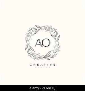 AO Beauty Vektor anfängliche Logo Art, Handschrift Logo der ursprünglichen Signatur, Hochzeit, Mode, Schmuck, Boutique, Blumen und botanische mit kreativen temp Stock Vektor