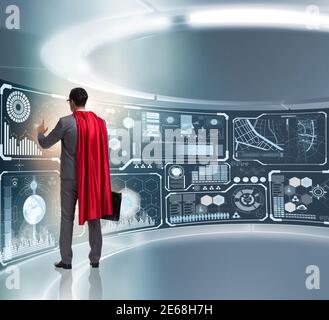 Der Superheld im Datenmanagement-Konzept Stockfoto