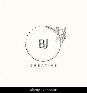 BJ Beauty Vektor Initial Logo Art, Handschrift Logo der ursprünglichen Signatur, Hochzeit, Mode, Schmuck, Boutique, Blumen und botanische mit kreativen temp Stock Vektor