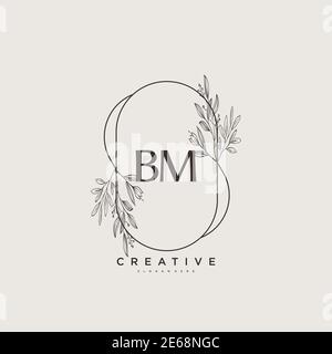BM Beauty Vektor anfängliche Logo Kunst, Handschrift Logo der ersten Unterschrift, Hochzeit, Mode, jewerly, Boutique, floral und botanisch mit kreativen temp Stock Vektor