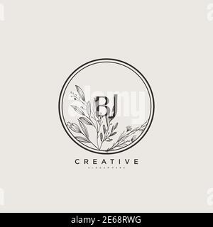 BJ Beauty Vektor Initial Logo Art, Handschrift Logo der ursprünglichen Signatur, Hochzeit, Mode, Schmuck, Boutique, Blumen und botanische mit kreativen temp Stock Vektor