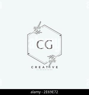 CG Beauty Vektor Initial Logo Art, Handschrift Logo der ersten Unterschrift, Hochzeit, Mode, Schmuck, Boutique, Blumen und botanische mit kreativen temp Stock Vektor