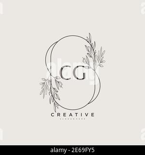 CG Beauty Vektor Initial Logo Art, Handschrift Logo der ersten Unterschrift, Hochzeit, Mode, Schmuck, Boutique, Blumen und botanische mit kreativen temp Stock Vektor