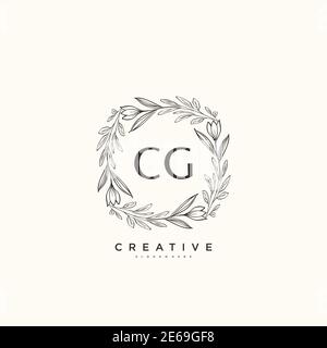 CG Beauty Vektor Initial Logo Art, Handschrift Logo der ersten Unterschrift, Hochzeit, Mode, Schmuck, Boutique, Blumen und botanische mit kreativen temp Stock Vektor
