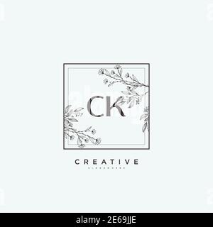 CK Beauty Vektor Initial Logo Art, Handschrift Logo der ursprünglichen Signatur, Hochzeit, Mode, Schmuck, Boutique, Blumen und botanische mit kreativen temp Stock Vektor