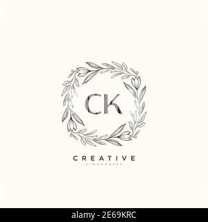 CK Beauty Vektor Initial Logo Art, Handschrift Logo der ursprünglichen Signatur, Hochzeit, Mode, Schmuck, Boutique, Blumen und botanische mit kreativen temp Stock Vektor