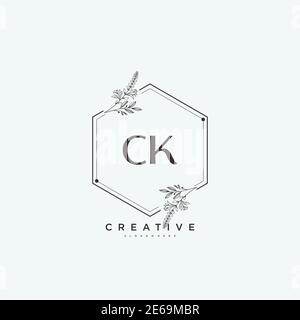 CK Beauty Vektor Initial Logo Art, Handschrift Logo der ursprünglichen Signatur, Hochzeit, Mode, Schmuck, Boutique, Blumen und botanische mit kreativen temp Stock Vektor