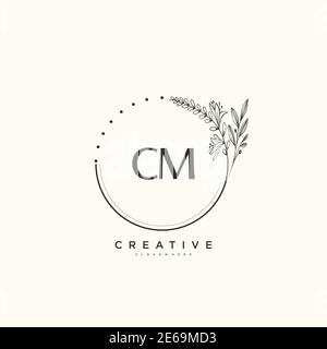 CM Beauty Vektor anfängliche Logo Kunst, Handschrift Logo der ersten Unterschrift, Hochzeit, Mode, Schmuck, Boutique, Blumen und botanische mit kreativen temp Stock Vektor