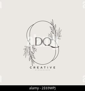 DQ Beauty Vektor Initial Logo Art, Handschrift Logo der ersten Unterschrift, Hochzeit, Mode, Schmuck, Boutique, Blumen und botanische mit kreativen temp Stock Vektor