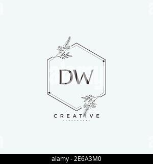 DW Beauty Vektor Initial Logo Art, Handschrift Logo der ersten Unterschrift, Hochzeit, Mode, Schmuck, Boutique, Blumen und botanische mit kreativen temp Stock Vektor