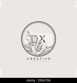 DX Beauty Vektor anfängliche Logo Art, Handschrift Logo der ursprünglichen Signatur, Hochzeit, Mode, jewerly, Boutique, floral und botanisch mit kreativen temp Stock Vektor