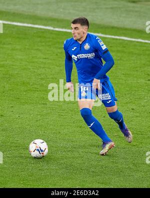 Bilbao, Spanien. Januar 2021, 25. Mauro Arambarri von Getafe CF in Aktion beim La Liga Spiel zwischen Athletic Club Bilbao und Getafe FC gespielt Stockfoto