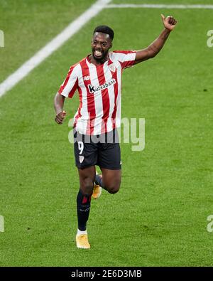 Bilbao, Spanien. Januar 2021, 25. Inaki Williams vom Athletic Club reagiert während des La Liga-Spiels zwischen Athletic Club Bilbao und Getafe FC gespielt Stockfoto