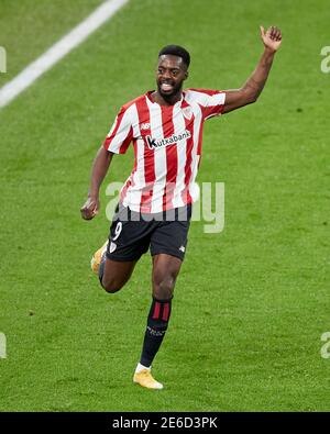 Bilbao, Spanien. Januar 2021, 25. Inaki Williams vom Athletic Club reagiert während des La Liga-Spiels zwischen Athletic Club Bilbao und Getafe FC gespielt Stockfoto