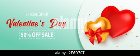 Verkauf valentine Poster, großes Design für alle Zwecke. Vektordesign-Elemente. Typografie-Illustration für Shopping-Events. 3D realistischer Vektor, Flyer Stock Vektor