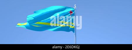 3D-Rendering der Nationalflagge von Aruba, die einschwenkt Der Wind Stockfoto